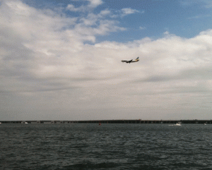 浮島公園で撮ったエアドウ機の着陸
