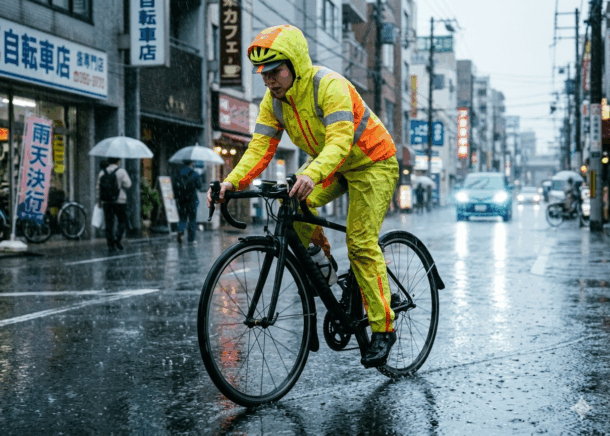 クロスバイクは雨の日にレインウェアが必須！